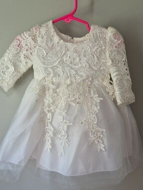 NWT Ai Meng Baby White Lace Flower Girl Dress Size 70 US 6-12 Months